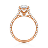 Round Trio Pave Cathedral Ring With Pave Basket  (3.50 Carat D-VS1)