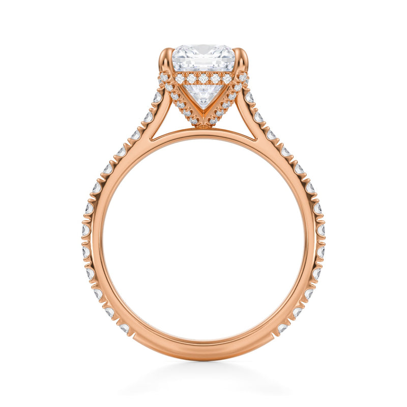 Cushion Pave Cathedral Ring With Pave Basket  (2.50 Carat D-VVS2)