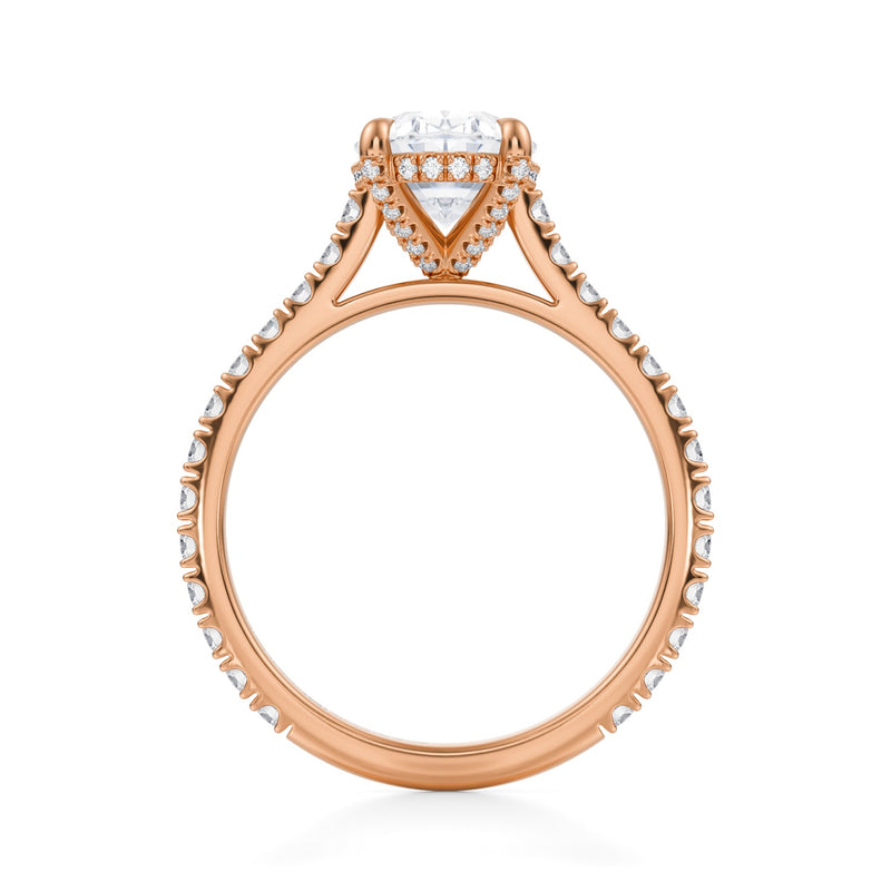 Oval Pave Cathedral Ring With Pave Basket  (1.40 Carat E-VVS2)