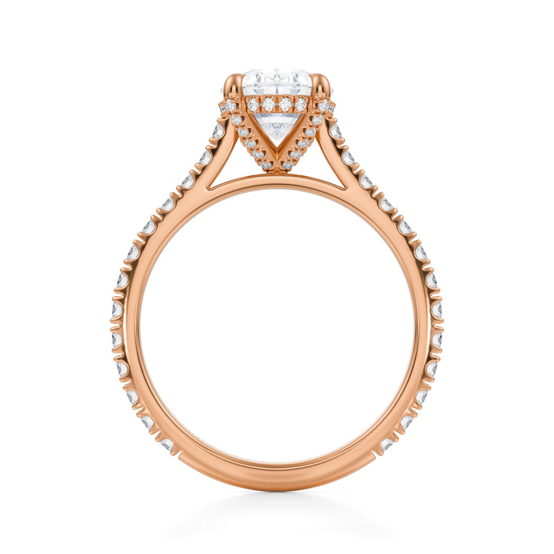 Oval Pave Cathedral Ring With Pave Basket  (3.50 Carat E-VVS2)