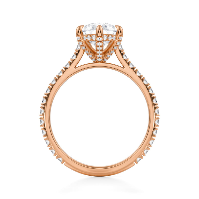 Pear Pave Cathedral Ring With Pave Basket  (1.00 Carat F-VS1)