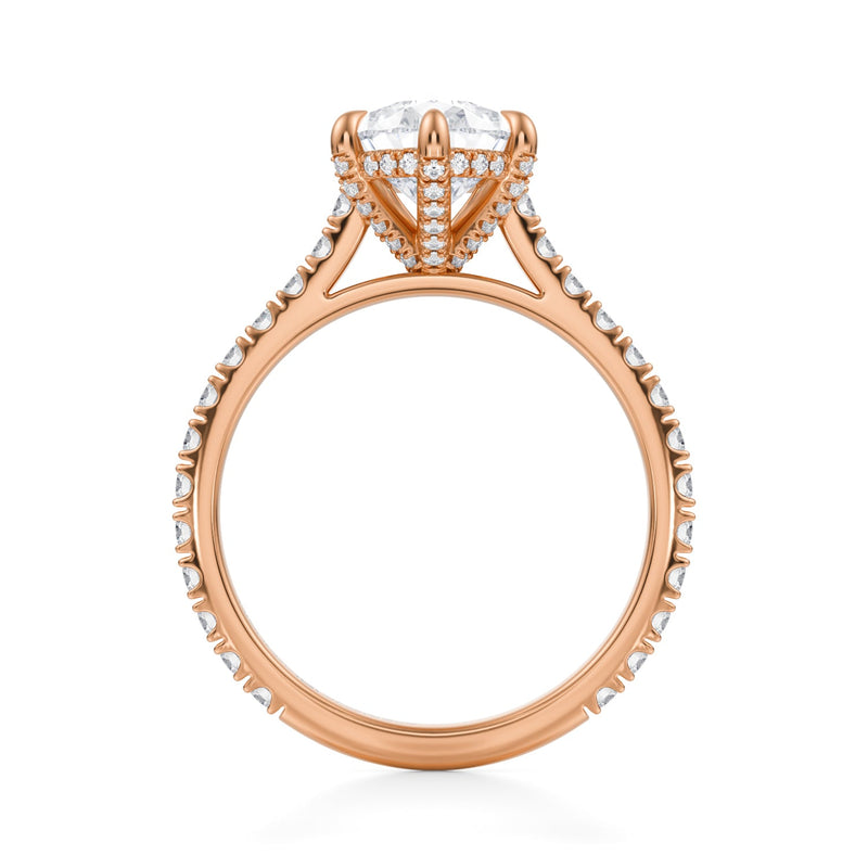 Pear Pave Cathedral Ring With Pave Basket  (2.40 Carat F-VS1)