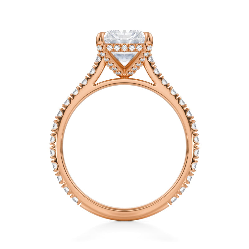 Radiant Pave Cathedral Ring With Pave Basket  (3.50 Carat E-VVS2)