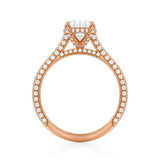 Oval Trio Pave Cathedral Ring With Pave Basket  (1.50 Carat D-VS1)