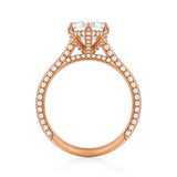 Pear Trio Pave Cathedral Ring With Pave Basket  (3.50 Carat E-VS1)