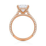 Princess Trio Pave Cathedral Ring With Pave Basket  (3.00 Carat F-VVS2)