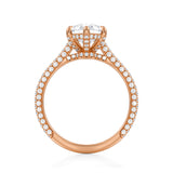 Pear Trio Pave Cathedral Ring With Low Pave Basket  (3.00 Carat E-VVS2)
