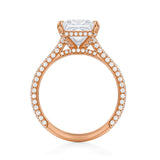 Princess Trio Pave Cathedral Ring With Low Pave Basket  (1.40 Carat F-VS1)