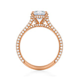 Round Trio Pave Cathedral Ring With Low Pave Basket  (1.50 Carat E-VVS2)