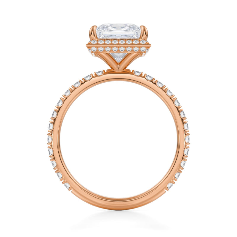 Princess Knife Edge Halo With Pave Ring  (1.00 Carat E-VS1)