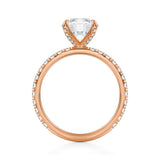 Michael Gabriels round pave ring with pave prongs in pink gold