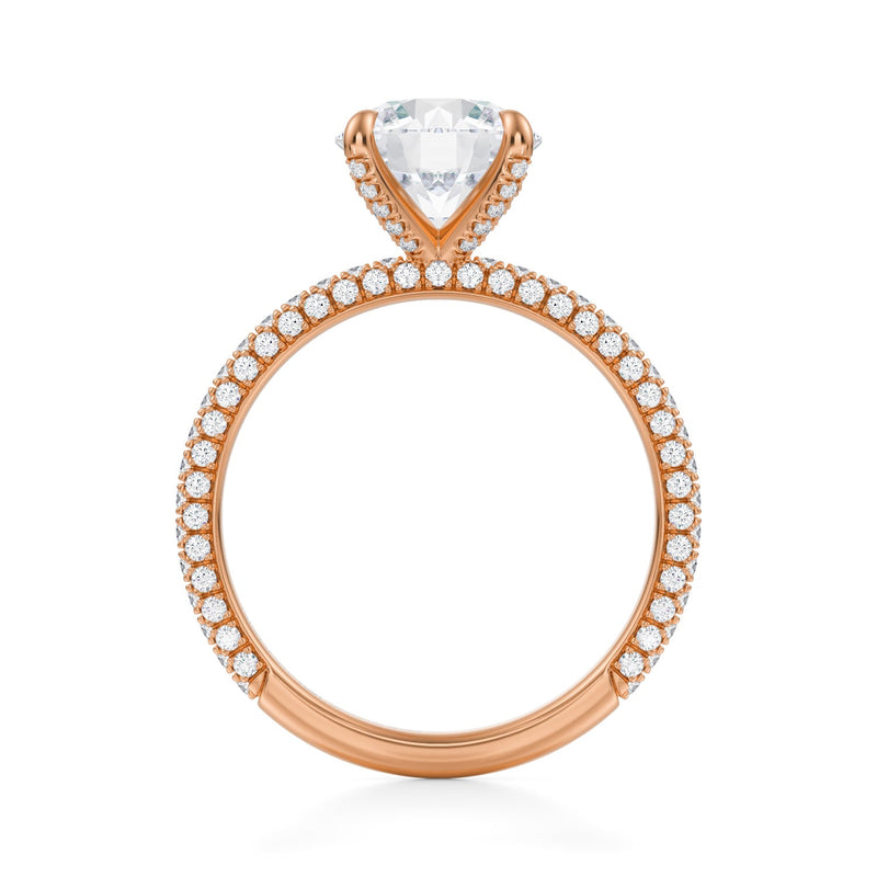 Round Halo With Trio Pave Ring  (3.50 Carat D-VVS2)