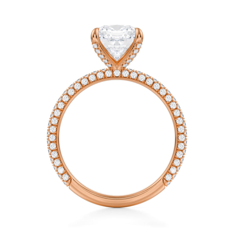 Cushion Halo With Trio Pave Ring  (2.20 Carat E-VS1)
