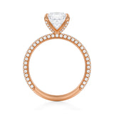 Cushion Trio Pave Ring With Pave Prongs  (2.00 Carat D-VVS2)