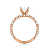 Oval Trio Pave Ring With Pave Prongs  (3.00 Carat F-VVS2)