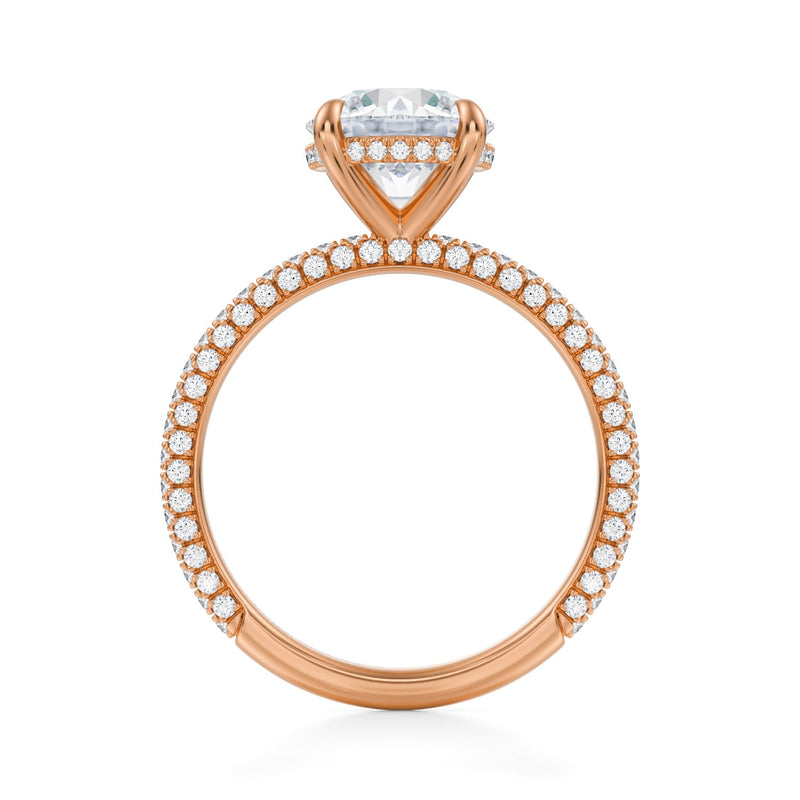 Round Invisible Halo With Trio Pave Ring