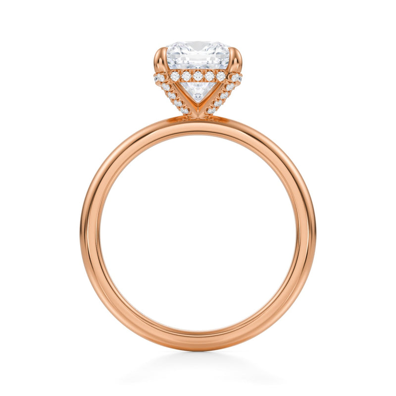 Cushion Solitaire Ring With Pave Basket  (1.00 Carat F-VS1)