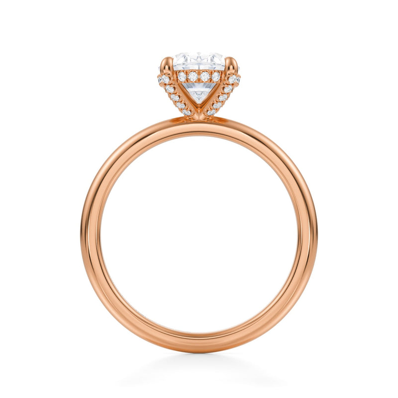 Oval Solitaire Ring With Pave Basket