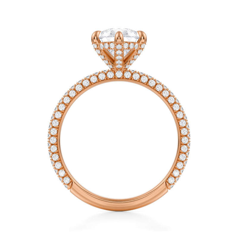 Pear Pave Basket With Trio Pave Ring