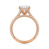 Radiant Trio Pave Cathedral Ring With Pave Basket  (3.70 Carat F-VS1)