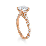 Round Trio Pave Cathedral Ring With Pave Basket  (1.00 Carat G-VVS2)