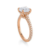 Cushion Trio Pave Cathedral Ring With Low Pave Basket  (2.00 Carat E-VS1)