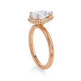 Pear Knife Edge Halo With Solitaire Ring