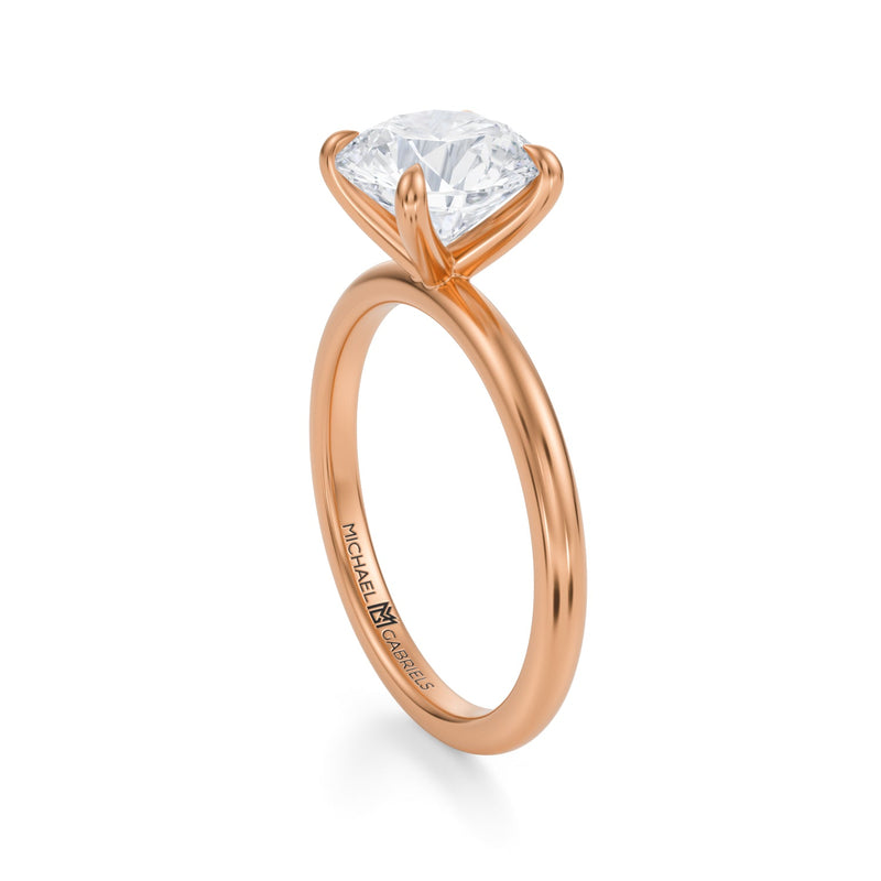 Lab Grown Diamond Solitaire Ring in Pink Side Angle