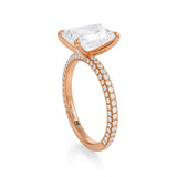 Radiant Trio Pave Ring With Pave Prongs  (3.40 Carat F-VS1)