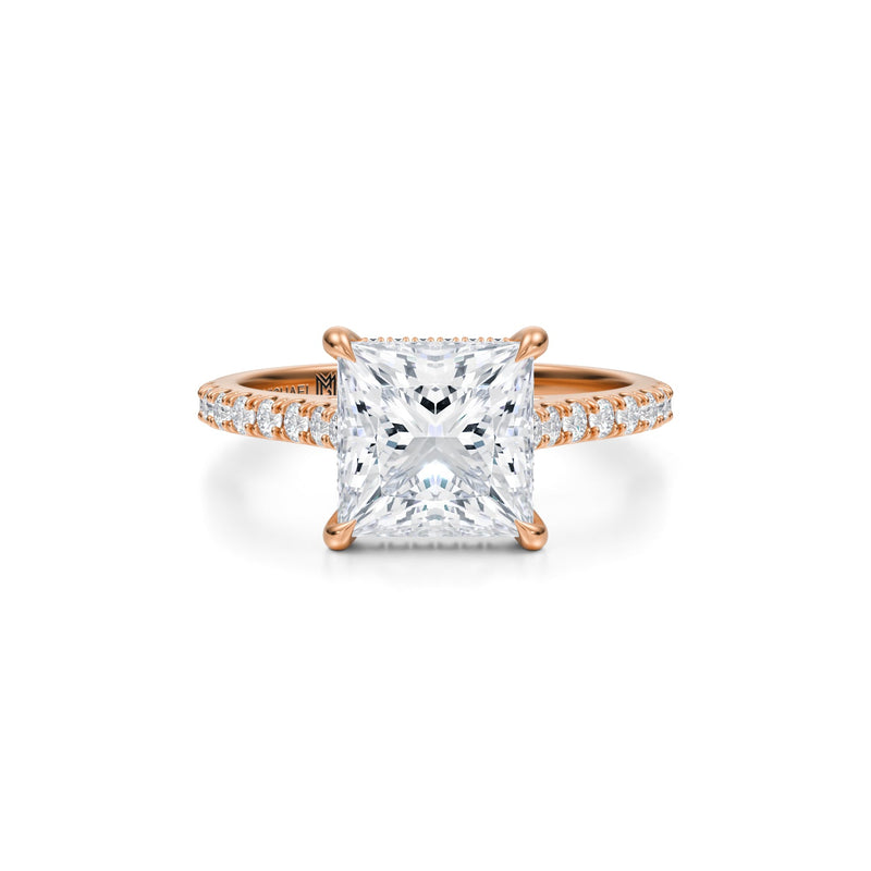 Princess Pave Cathedral Ring With Pave Basket  (3.70 Carat G-VS1)