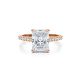Radiant Pave Cathedral Ring With Pave Basket  (3.20 Carat E-VVS2)