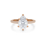 Pear Trio Pave Cathedral Ring With Pave Basket  (3.20 Carat D-VS1)