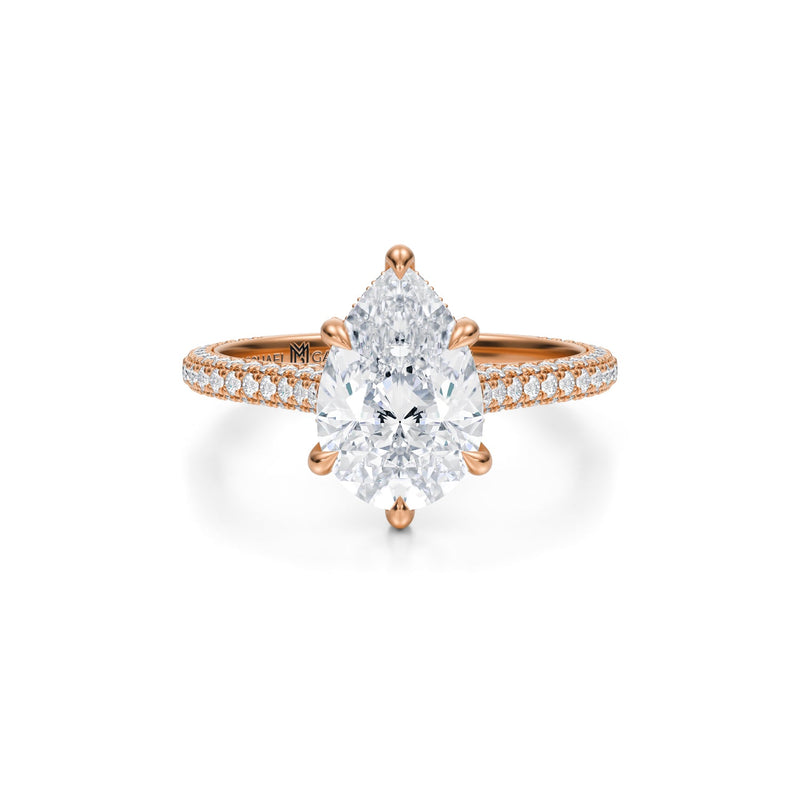 Pear Trio Pave Cathedral Ring With Pave Basket  (1.00 Carat G-VVS2)