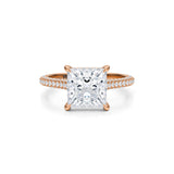 Princess Trio Pave Cathedral Ring With Pave Basket  (3.40 Carat G-VVS2)