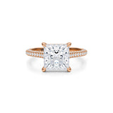 Princess Trio Pave Cathedral Ring With Pave Basket  (1.40 Carat G-VS1)