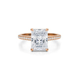 Radiant Trio Pave Cathedral Ring With Pave Basket  (2.70 Carat E-VVS2)
