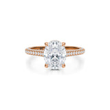 Oval Trio Pave Cathedral Ring With Low Pave Basket  (3.00 Carat G-VVS2)