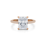 Radiant Trio Pave Cathedral Ring With Low Pave Basket  (1.00 Carat D-VS1)