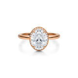 Oval Knife Edge Halo With Solitaire Ring