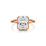 Radiant Knife Edge Halo With Solitaire Ring