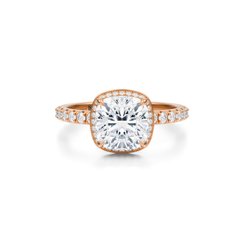 Cushion Knife Edge Halo With Pave Ring