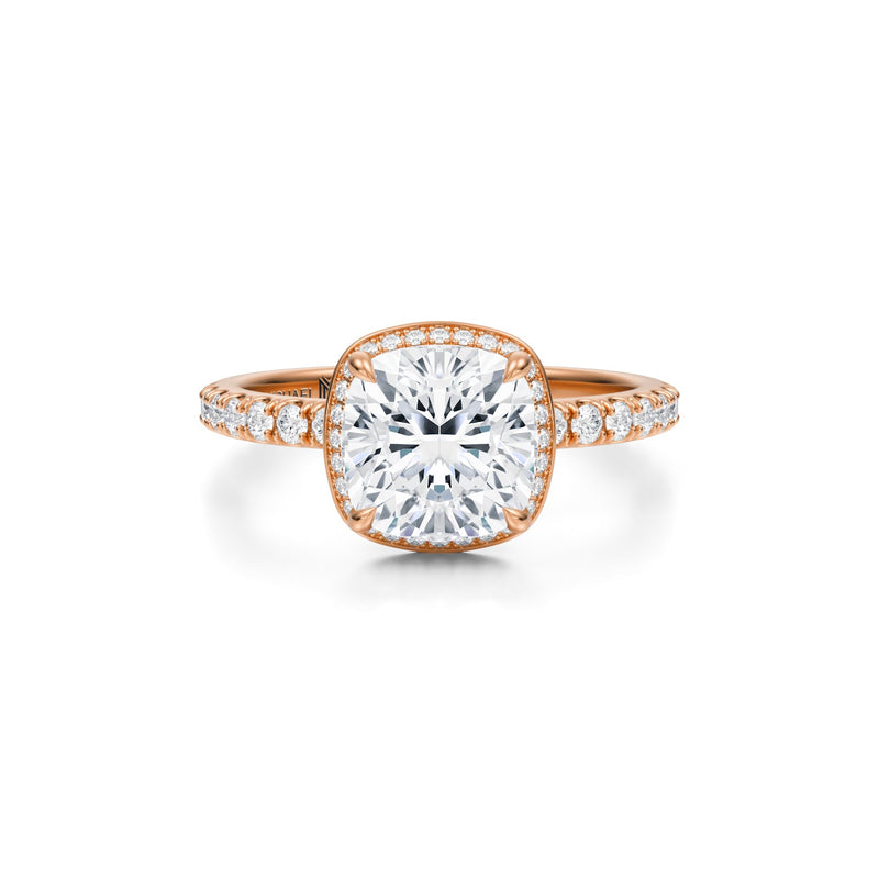 Cushion Knife Edge Halo With Pave Ring  (1.00 Carat E-VS1)