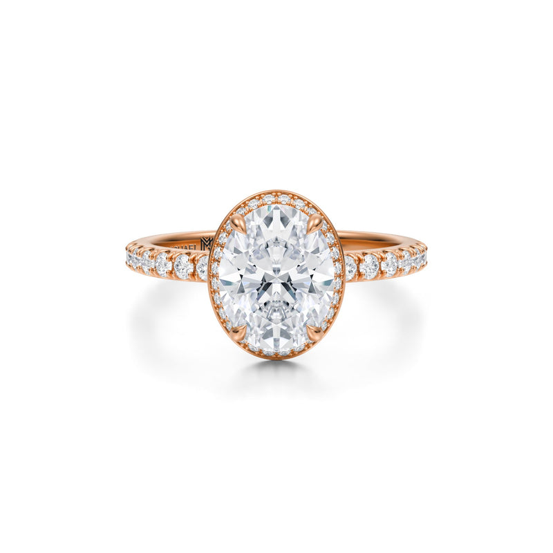 Oval Knife Edge Halo With Pave Ring  (1.00 Carat E-VS1)