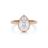 Pear Knife Edge Halo With Pave Ring  (1.00 Carat E-VS1)