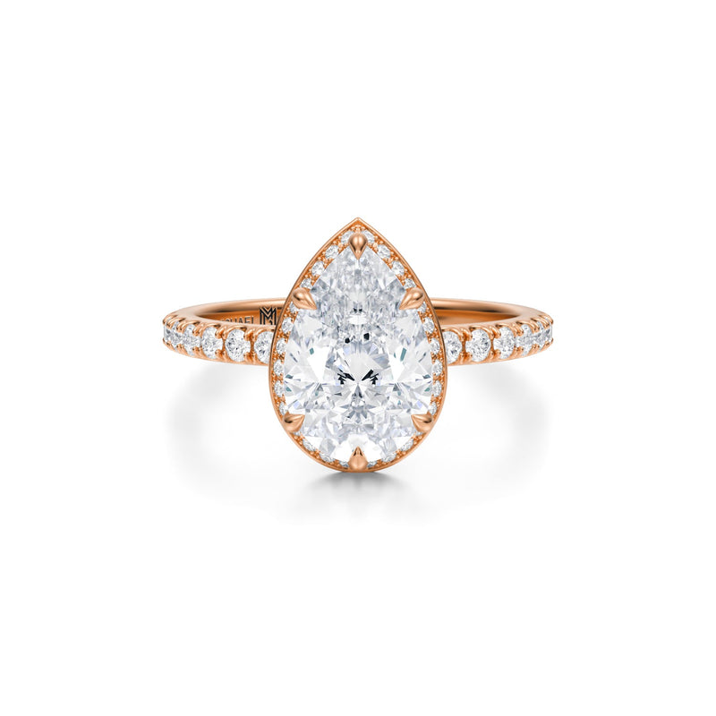 Pear Knife Edge Halo With Pave Ring