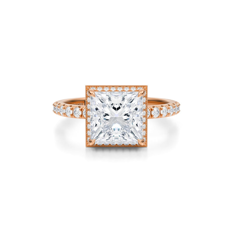 Princess Knife Edge Halo With Pave Ring  (1.00 Carat E-VS1)