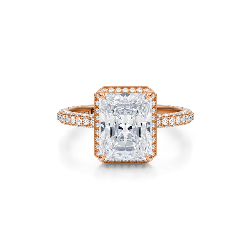 Radiant Knife Edge Halo With Trio Pave Ring