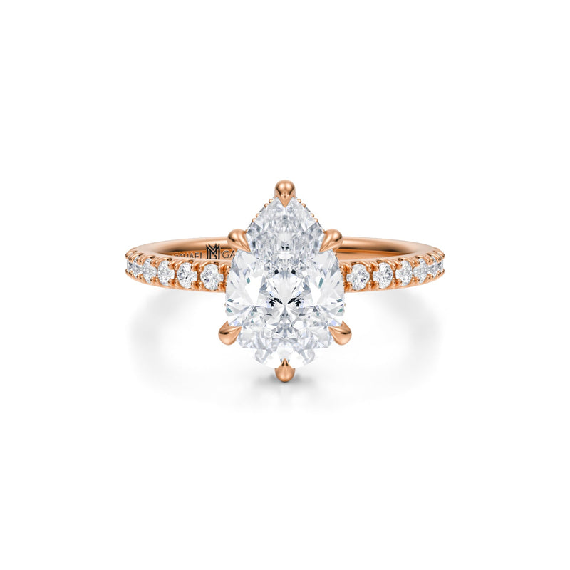 Pear Wrap Halo With Pave Ring  (2.40 Carat G-VVS2)