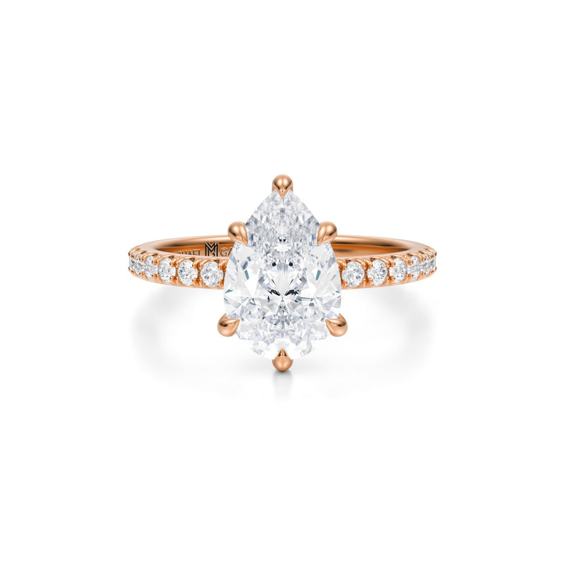 Pear Pave Ring With Pave Prongs  (3.50 Carat D-VVS2)