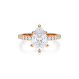 Pear Pave Ring With Pave Prongs  (2.00 Carat F-VVS2)
